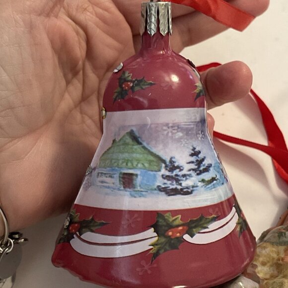 Vintage Thomas Pacconi Metal Tin Ornaments 3Bells, 1 Santa, 1 Nutcracker, Star - Picture 5 of 15